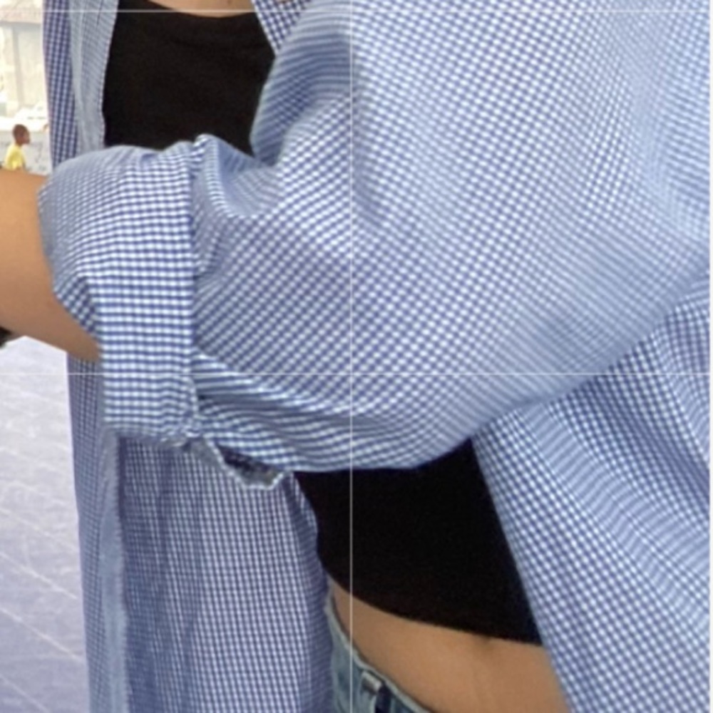 blue button down shirt